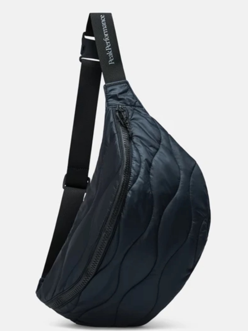 Peak Performance Quilted Dark Sling Bag with Black Strap